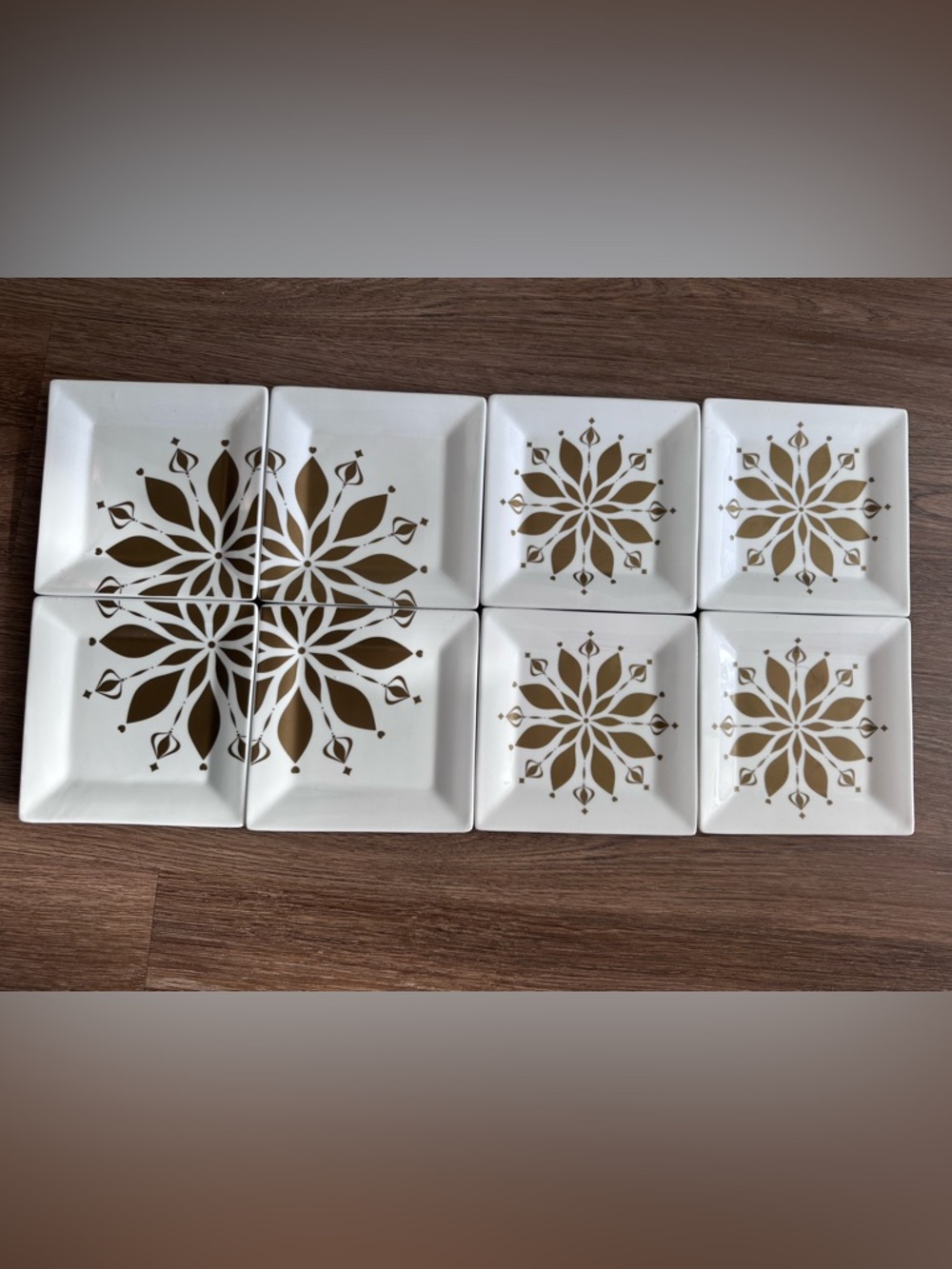 WholeHome White Ceramic Square Plate with Gold Accent